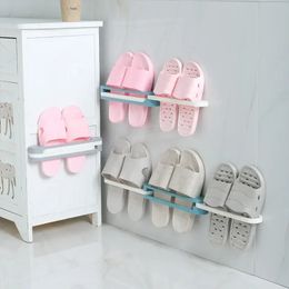 3 en 1 pliegues zapatillas soportadoras de soporte de colgilla auto adhesiva estantes de toalla de toallas de baño organizador de zapatos montados