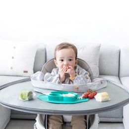 3 IN1 Baby Bib Table Couvrette de chaise de salle à manger Robe de serviette de salive imperméable burp tablier de nourriture serviette d'alimentation / plateau / sac de rangement 240409