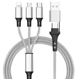 3 IN1 Câble de charge multiple Cordon de charge USB Type C Micro Chargeur Mobile Phone Wire pour iPhone 14 13 12 Xiaomi Samsung 1.2M OPP Sac