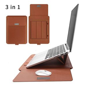 3 in 1 laptopzakkoffer voor Air Pro Pu Leather 13/14/15/15.6 inch Notebook Cover Laptop Sleeve Bag met standaard muiskussen 231226