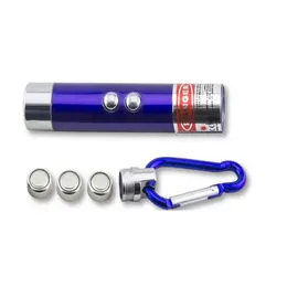 3 In1 LED Mini -zaklamp Aluminiumlegering Torch met Carabiner Ring Keyrings Mini Flashlight Red Laser Pointer