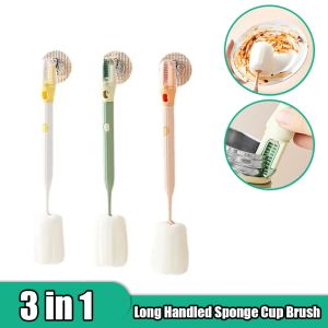 3 In1 Lange handel Sponge Cup Borstel Afdikbare Gap Reinigingsborstel Voer Flessen Borstel Huis Water Water Cup Reinigingsgereedschap