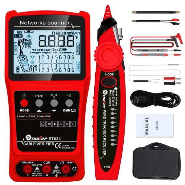 3 IN1 Multimètre Network Cable Tester Visual Fault Locator analogs Nigital Recherche Poe Test Cable Pailing Longueur Wiremap Tester