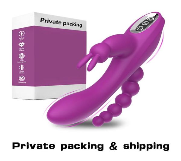 3 IN1 Rabbit Vibrator Sex Toys for Women Femme GSPOT Vagin Clitoris Stimulator anal Dildo Vibrator Femelle Adultes Produit pour les couples Y8641751