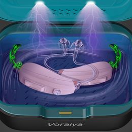 3 In1 Digital Ayudas para audífonos Limpiador de auriculares Auriculares Almacenamiento de auriculares Deshumidificador LED Caso de secado UV con 2 modos de temperatura de tiempo