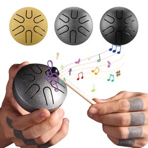 3 pouces 6 notes tambour de langue en acier mini instruments de percussion de tambour éthéré pour la méditation yoga éducation musicale cadeaux de noël