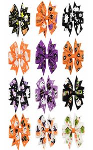 3 Inch Boutique Halloween Haar Boog Met patroon Populaire Clips Kids Haar Pompoen Halloween Haarspelden Haaraccessoires Haarspeld 6383016391