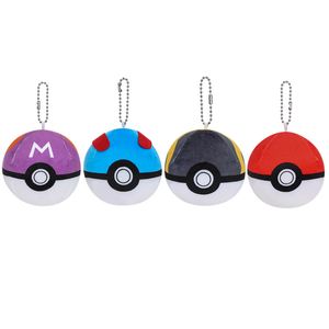 Couchette de bille en peluche de 3 pouces Keychain Ball Toy Collection de jouets rouges maître 4 styles Ball Boule Plusie Sac à dos En pendaison de poupée en peluche