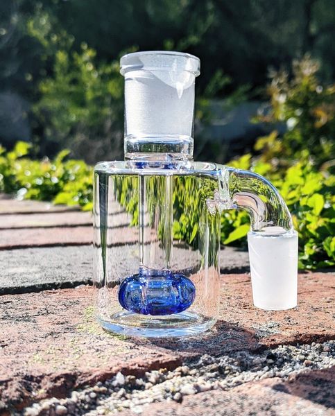 Cendrier en verre de 3 pouces, 14mm, 4590 degrés, Mini narguilé, collecteur d'eau, Pyrex épais, barboteur transparent, cendrier bleu