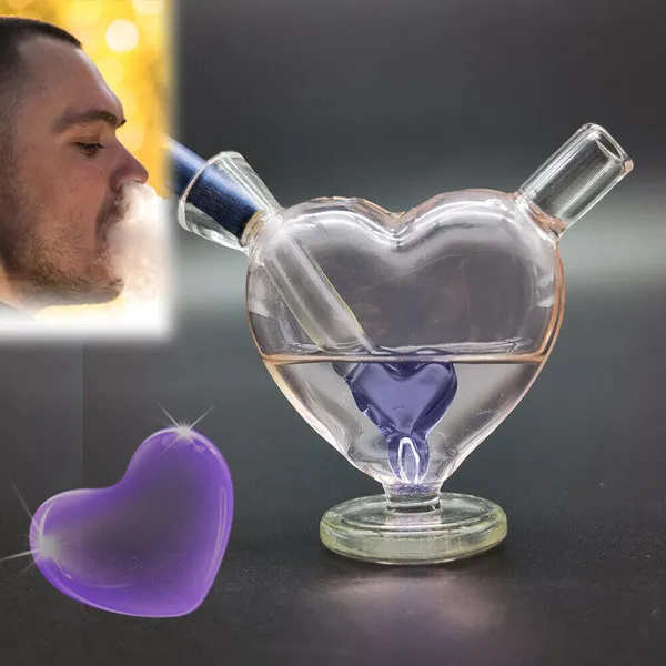 3 pouces Mini coeur Bong amour forme narguilé conduite d'eau en forme de coeur Shisha tuyaux barboteur