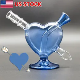 El corazón azul de la mini cachimba que fuma de 3 pulgadas y el tubo de agua de cristal del pelele de la flecha Bong el cubilete