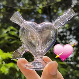 El tubo de agua de cristal superior de 3 pulgadas del corazón y de la cachimba de la flecha que fuma Bong el pelele del cubilete