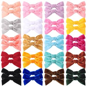 3 inch massieve fluweel haarbogen voor meisjes haarklips baby boetiek haarspeld handgemaakte barrettes hoofddeksels haar accessoires m4268