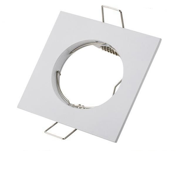 Support de montage de projecteur de plafond carré en aluminium MR16 GU10 de 3 pouces encastré avec finition nickel brossé blanc