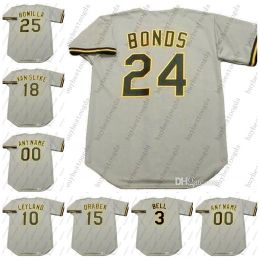 3 JAY BELL 10 JIM LEYLAND 15 DOUG DRABEK 25 BOBBY BONILLA 24 BARRY BONDS 18 ANDY VAN SLYKE Maillots de baseball homme