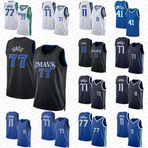77 Luka Doncic City Basketball Jerseys 11 Kyrie Irving Azul Blanco Verde Hombres 41 Dirk Nowitzki 2023 2024 Ciry Retro Edition Camisas