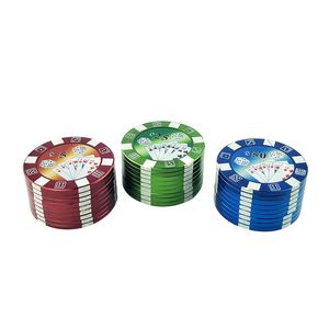 3-laags kruidenmolen van zinklegering en kunststof met speelkaartenpatroon voor handige kruidenvermaling en rookaccessoires