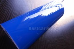 3 lagen - donkerblauw glanzend vinylfolie High Glossy voor autoverrapfilm met luchtbel vrije vrachtwagen voertuig wrap bedekking 1,52*20m/rol 4.98x66ft