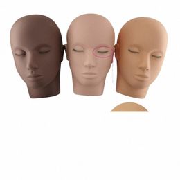 3 capas Les Mannequin Head Face Head para la práctica False Les Extensi Injerto L Herramientas de entrenamiento Práctica de maquillaje Modelo 00qs #