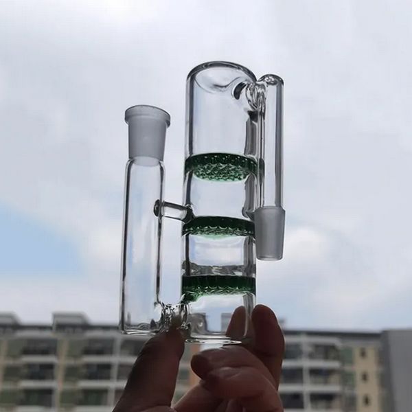 3 couches Perc en nid d'abeille en verre capteur de cendres Bong Bub Bubbler Reclaip Reclaim Catchers 14 mm Mâle articulation femelle 90 degrés Ashcatcher DAB Huile RIGH