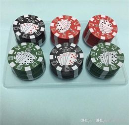 3 couches de poker Chip Style Grinders Smoking Pipe Accessoires Herbe Herbe Manuel Cigarette Cigarette Gadget Red Green Black 124768112