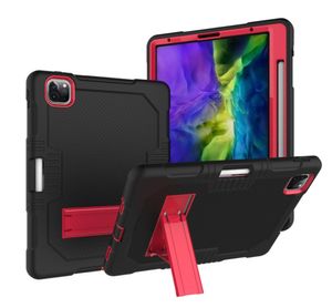 3 Lagen Beschermende Kickstand Tablet PC Cases Tassen voor iPad Pro 12.9 Tough Rugged Armor Anti-shock Cover met Potloodhouder Rood