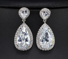 3 couches réelles réel 18k or blanc platine plaquée zircone diamant luxe longue nouée de poire de poire 6362233
