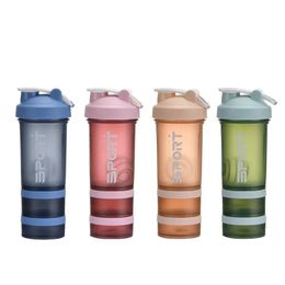 3 capas Sport Protein Shaker Bottles 450ml Copa de pelota Mezcla BPA BPA Gratis Lindo Bottación de agua Botella EDC 240409