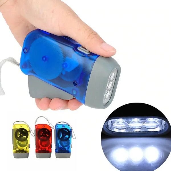 3 LED Presionador Presionador Dynamo Cank Power Linterna No Lámpara de acampar de la lámpara de campamento de la batería Accesorios de supervivencia de emergencia