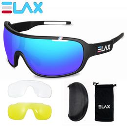 3 lentilles ELAX polarisées cyclisme lunettes hommes femmes Sports de plein air UV400 cyclisme lunettes de soleil montagne route vélo lunettes vtt lunettes