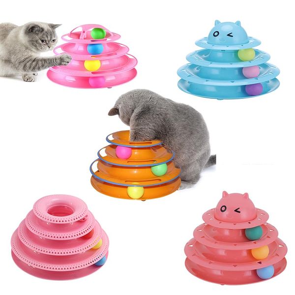 3 Niveaux Chat Pet Jouet Chat Jouets Intelligence Triple Play Disque Chat Jouet Balles Chat Crazy Ball Disque Jouet Interactif pour IQ Traning