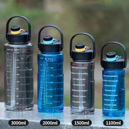 Bouteille d'eau de 3 litres avec paille, 2l, 1l, grande, motivationnelle, sans BPA, pour l'école, la gym, le sport, 240314