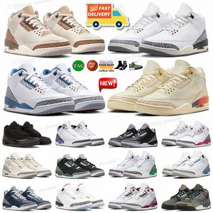 3 hommes Chaussures de basket-ball 3s Palomino Wizards Ciment blanc repensé Medellin Sunset Fire Red Napolitan Pine Green Dark Iris Womens Sneakers Trainers S V3JE #