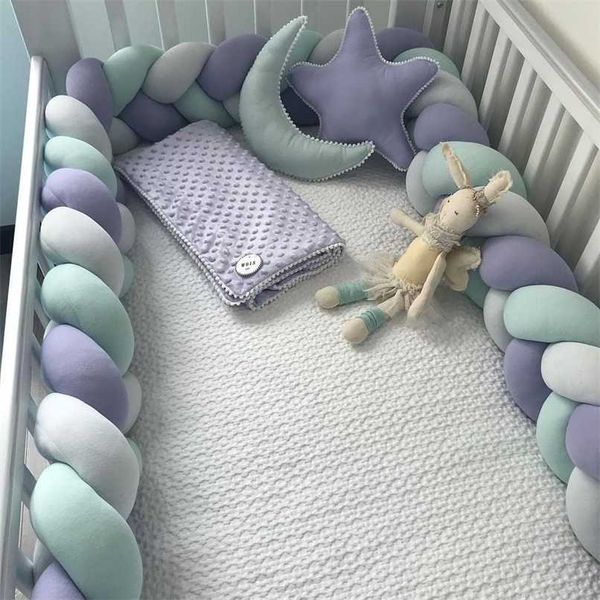 3 metros Cama de bebé Parachoques Trenza Nudo Almohada Cojín Parachoques para cuna infantil Protector Parachoques Tour de Lit Bebe Tresse Decoración de la habitación 211025