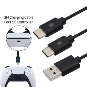 Câble de charge 2 en 1 de type C de 3 mètres pour PS5 / Switch / Xbox Series X S Contrôleur de jeu Smart Phone Alimentation Chargeur Cordon avec lumière FAST SHIP