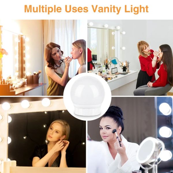 3 modes Couleurs Makeup Mirror Light LED TOCK DUAThage Vanity Dressing Lampe Bulbe USB 12V MADOP MIRROR MUR MUR