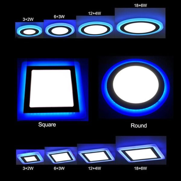 Panel de luz de techo empotrado Led de doble Color de 3 modos, lámpara de pasillo para habitación de pasillo, punto blanco/azul AC220V para luces de oficina de interior