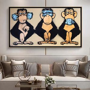 3 aap posters cool graffiti street art canvas schilderij woonkamer woondecoratie afdrukken posters wanddecoratie