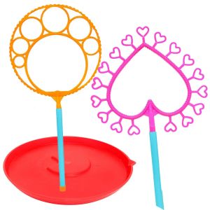 3 Pack Big Bubble Wands Big Maker Ring Sticks with Tray Outdoor Activity Party Favors Toy Birthday Halloween Christmas