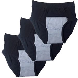 Paquet de 3 sous-vêtements d'incontinence pour hommes en coton à absorption régulière culottes d'incontinence urinaire lavables réutilisables tampon de 150 ml 240110