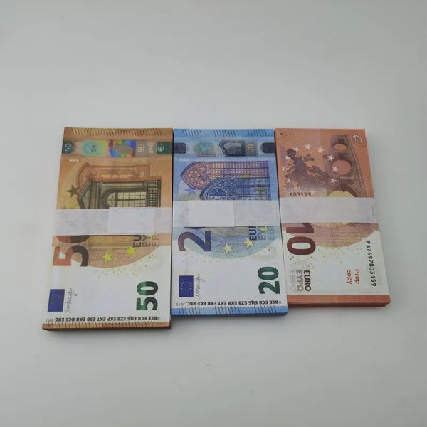 Paquete de 3 artículos para fiestas Billete de dinero falso 10 20 50 100 200 euros Libra realista Accesorios de barra de juguete Copia de moneda Película Dinero Billetes falsosO0TV