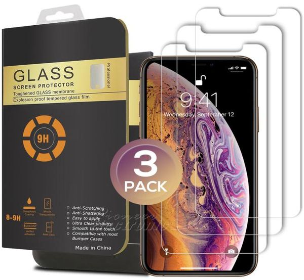 3 packs pour le nouvel iPhone 11 Pro XR XS MAX 58 61 65 pouces en verre tempéré Protecteur d'écran 026mm 25d Edge Rondage 8Plus pour iPhone 6380038