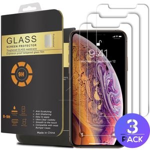 3 Packs gehard glazen schermbeschermer voor nieuwe iPhone 14 13 iPhone 12 Pro Max 11 x XR XS 0,26 mm 2.5D afgeronde rand
