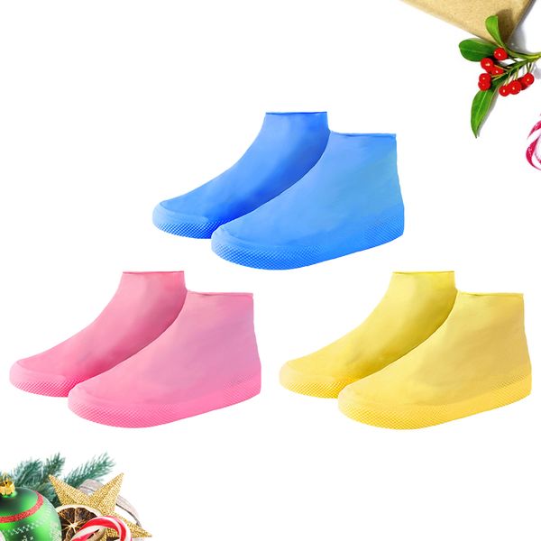 Cubiertas de zapatos de ciclismo de 3 pares Protectores de zapatos de caucho de calcetines de lluvia Botas desechables Cubierta de lluvia Botas reutilizables Trabajo para mujeres