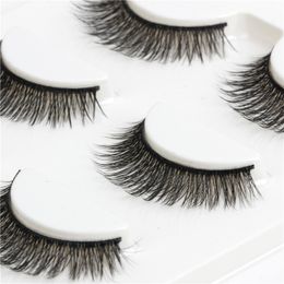 3 pares de maquillaje de mujer 100% Real Mink grueso 3D pestañas postizas Popular desordenado naturaleza pestañas negro hecho a mano extensión de pestañas de alta calidad