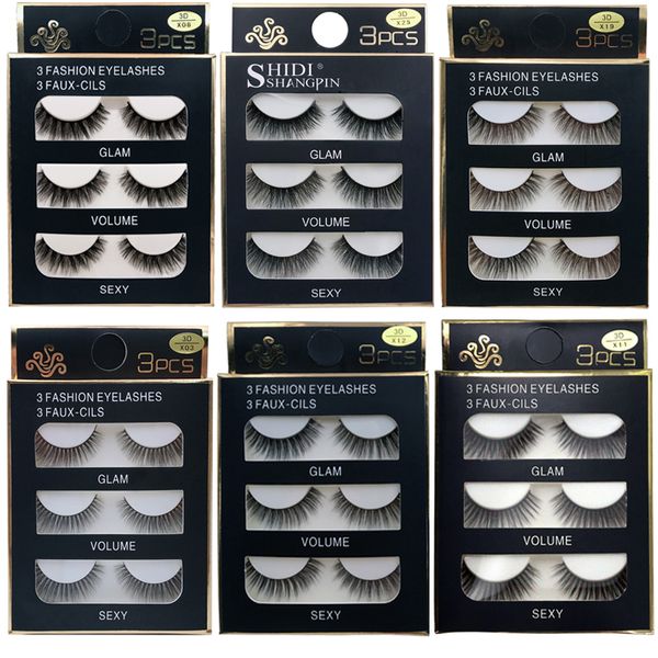 3 pares 32 estilos 3D Faux Mink Cabello suave Fanez Fanezas Fluosas espesas espesas espesas Herramientas de maquillaje de ojo de pestañas hechas