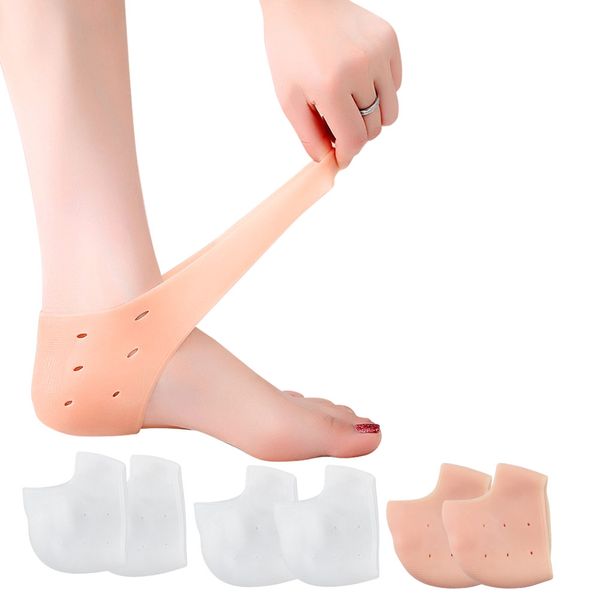 3 pares de almohadillas de Gel para el talón del pie, cojín transpirable de silicona, protectores de calcetines para el talón, copas para reparar el alivio del dolor agrietado en seco, fascitis Plantar