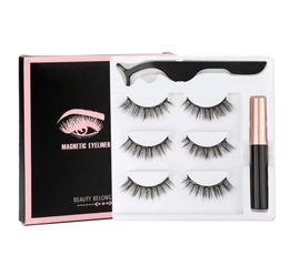 3 pares pestañas magnéticas 3D Faux Mink Eyelash Extension Lathes Packes Pack Short False Lath Diding Handmade3167160