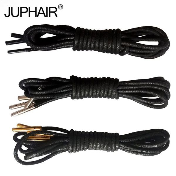 3 pares de cordones encerados redondos con cabeza de metal, cordones de lona unisex dorados y plateados, zapatos de cuero para negocios, botas deportivas, cuerdas de guisantes de algodón 240130