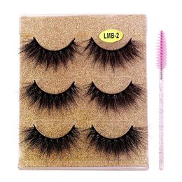 3 paires de faux cils épais multicouches naturellement doux et délicats réutilisables fabriqués à la main en vison bouclé faux cils extensions de cils entrecroisés maquillage